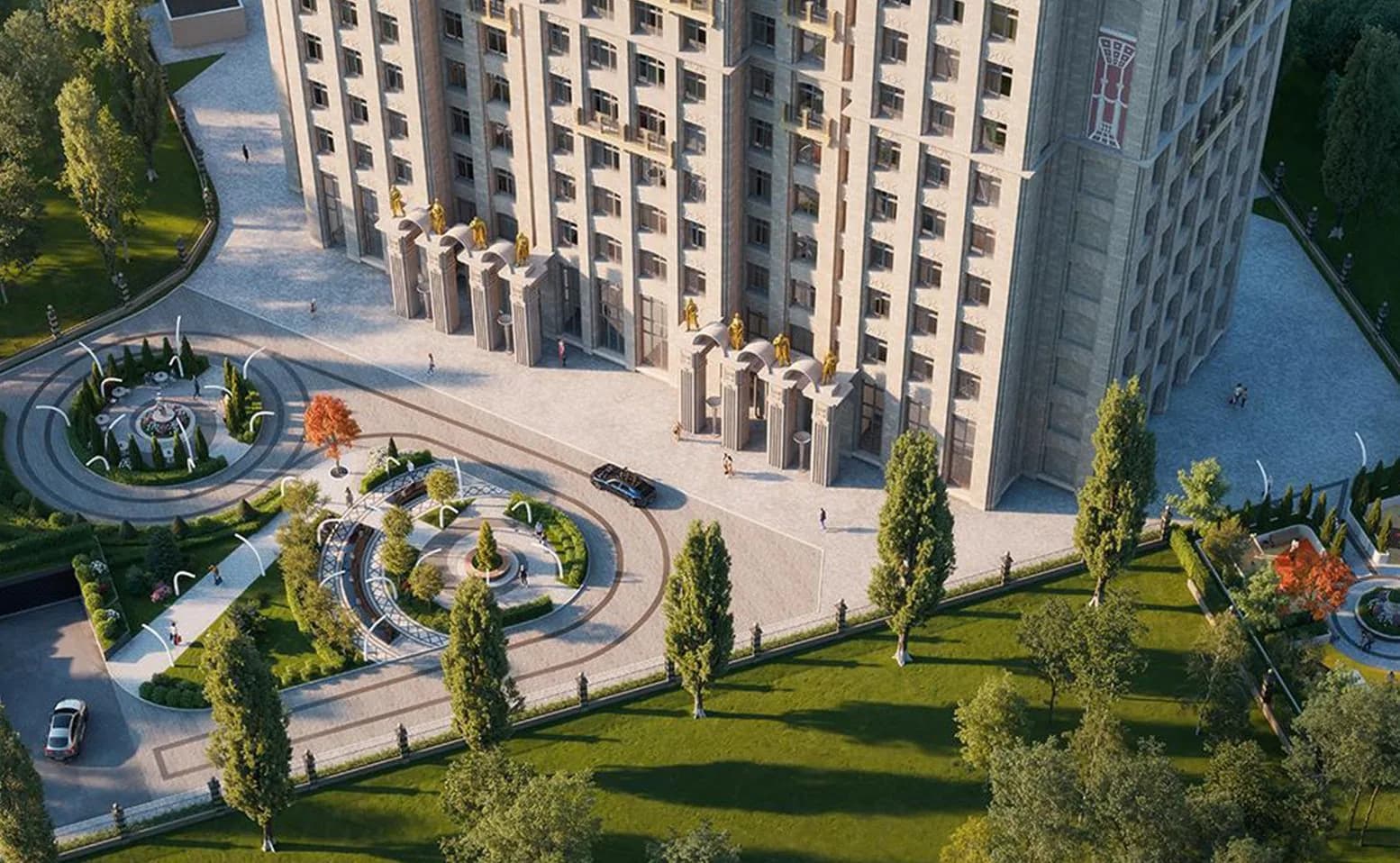 Двор и высотка с высоты
